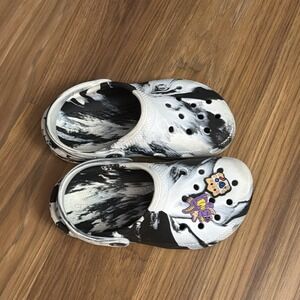 Crocs Kids Unisex Boys Girls Sz C11 11 Tie Dye Shoes Black White VGC